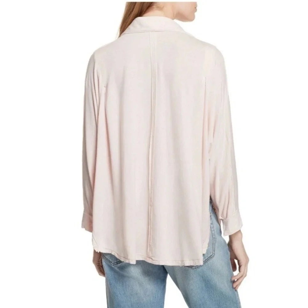 Free People We The Free Can't Fool Me Tee Pink‎ Womens Size XS Comfy Oversized